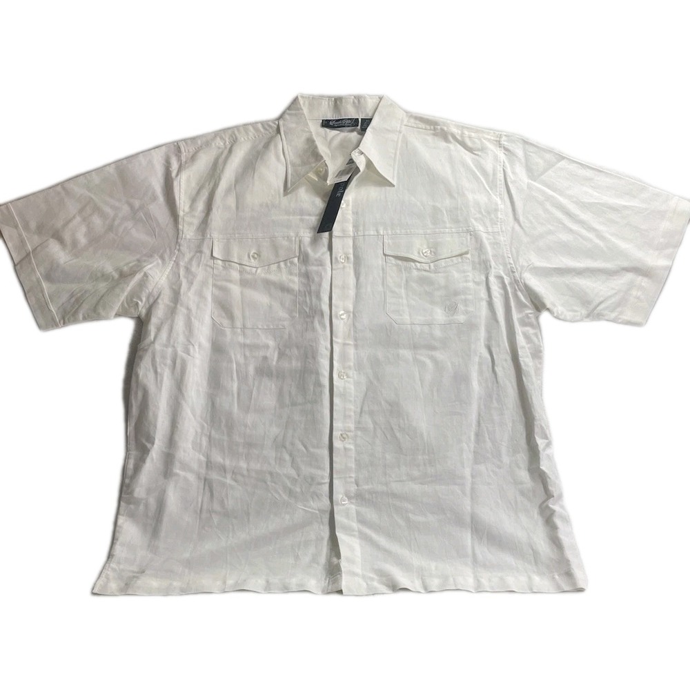 South Pole White Linen Embroidered Shirt XXL Y2K Baggy Streetwear Rare NWT